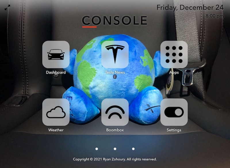 Tesla Console - Home screen